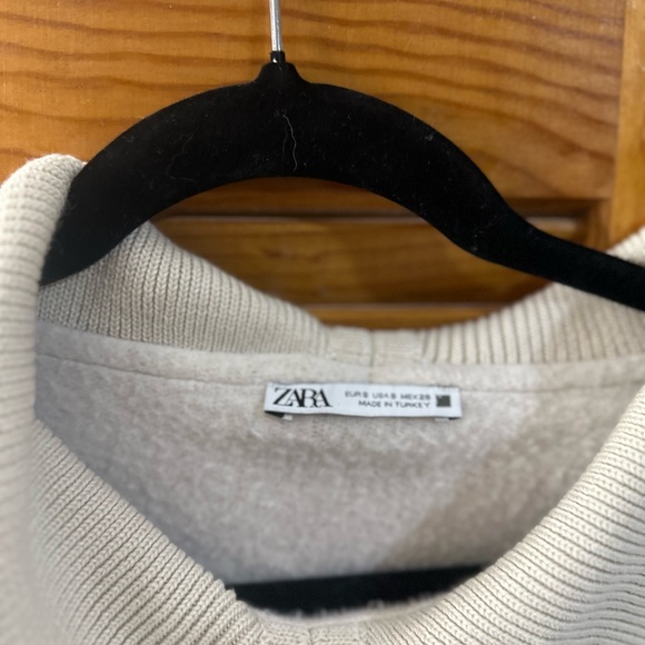 Zara cropped beige knit peter pan collar sweatshirt size small - Picture 3 of 6